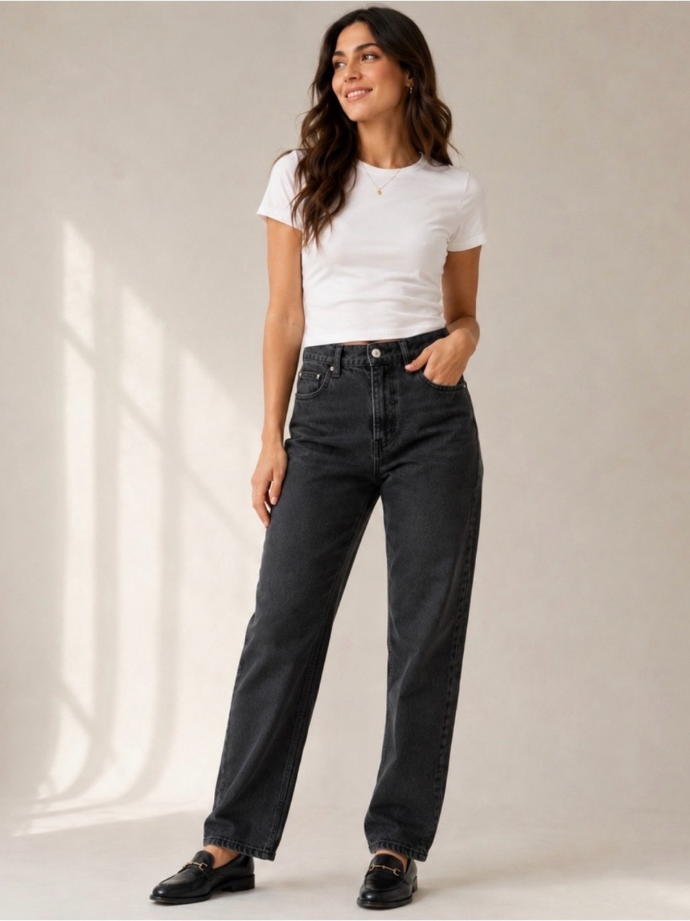 REFORMATION | SIZE 30 HIGH RISE STRAIGHT LEG FADED BLACK JEANS DENIM